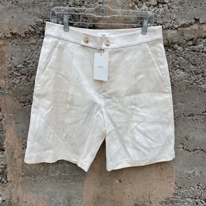 NWT A.L.C. Nico Cotton & Linen Pleated Bermuda Shorts Resort Beach Womens Size 8